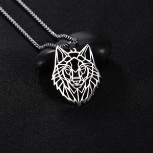 Stainless Steel Geometric Wolf Necklace